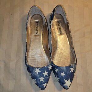 Steve Madden Haanna Star Flats, Blue and White, size 8